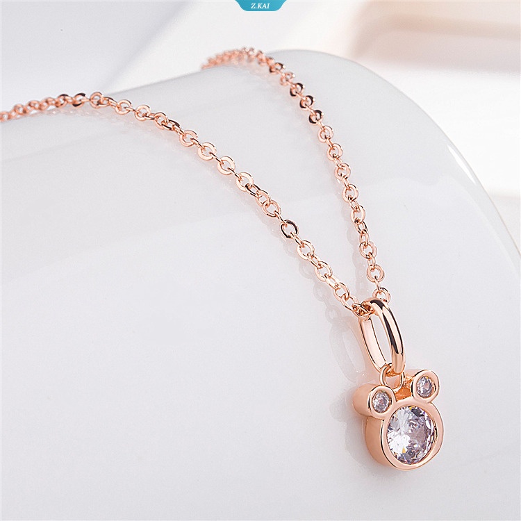 Fashion Kartun Mickey Zirkon Liontin Kalung Untuk Wanita Trendi Pesona Choker Kalung Rantai Link Hewan Kalung Perhiasan Hadiah [ZK]
