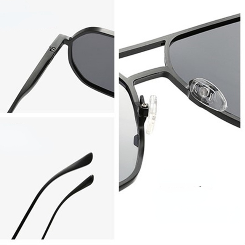 (YUZHU) Kacamata Hitam Berubah Warna Yang Modis Untuk Pria Metal Double Beam Driving Anti UV Sunglasses