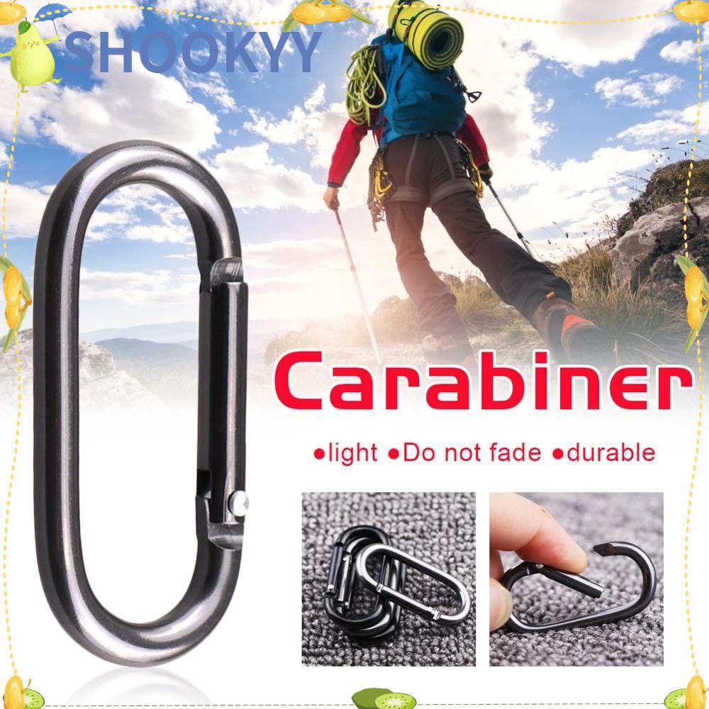 Chookyy Gantungan Kunci Klip Carabiner Pancing Metal Oval Hitam