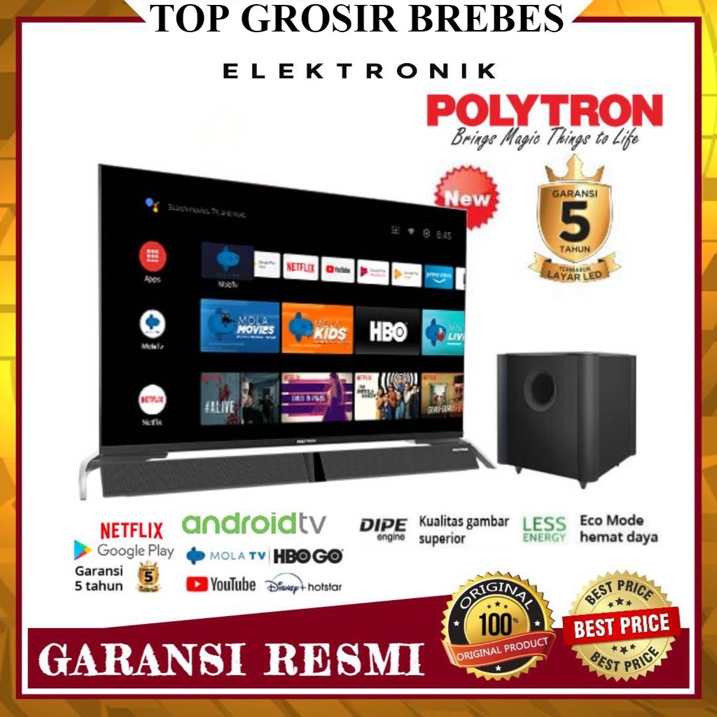 LED ANDROID TV 32 INCH POLYTRON PLD32BAG9953 SOUNDBAR PLD 32BAG9953
 TOP GROSIR BREBES