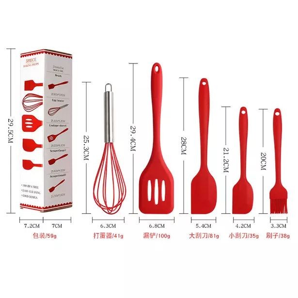 5pc Baking Props Spatula Set Kuas sutil Silikon Utensil Kitchen set