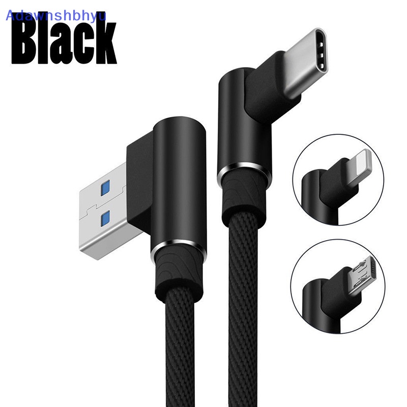 Adhyu Braided 90derajat Sudut Kanan Tipe C/IOS/ Micro USB Fast Data Sync Charger Cable ID