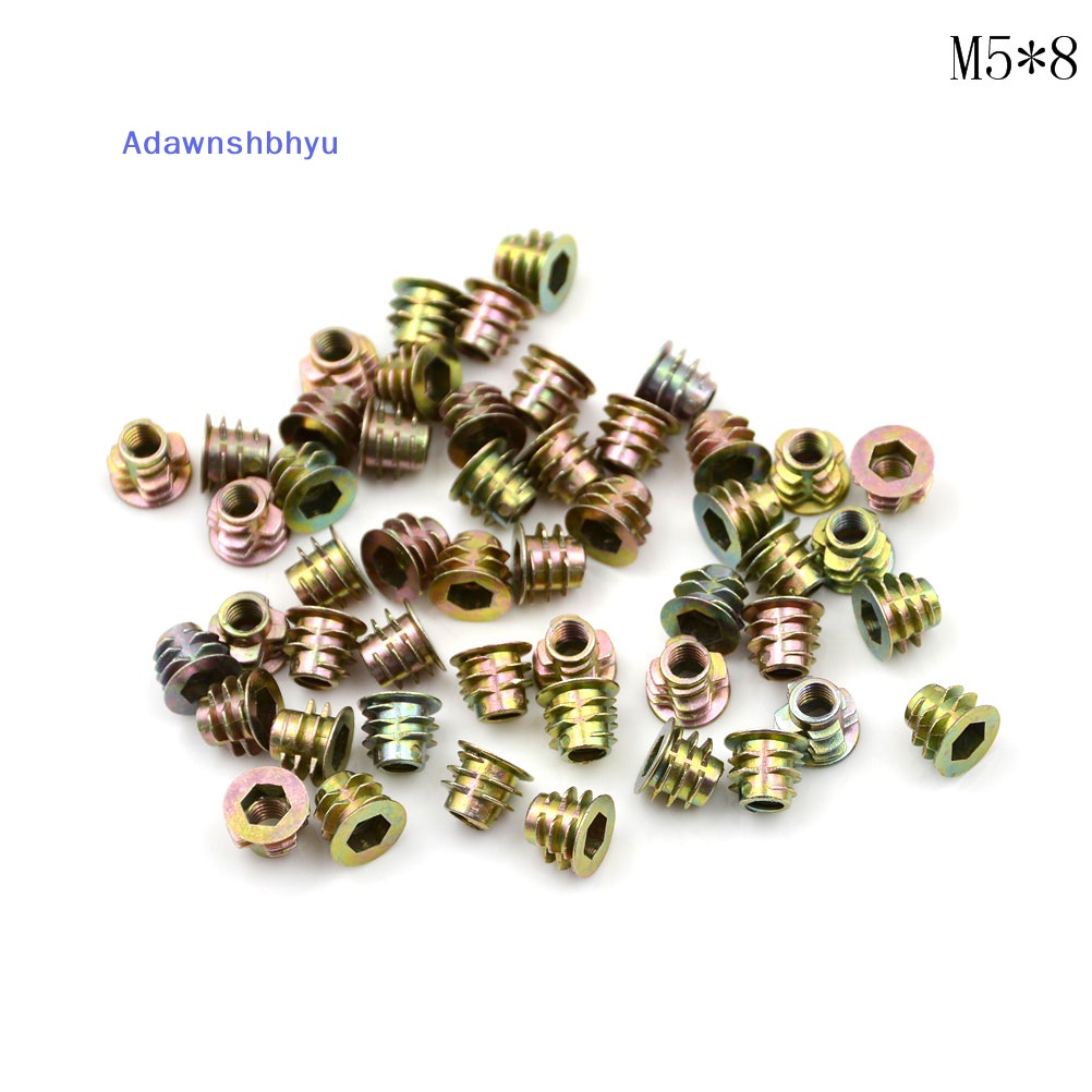 Adhyu 50Pcs M4 M5 M6 Zinc Hex Drive Head Screw Insert Nut Ulir Untuk ID Kayu