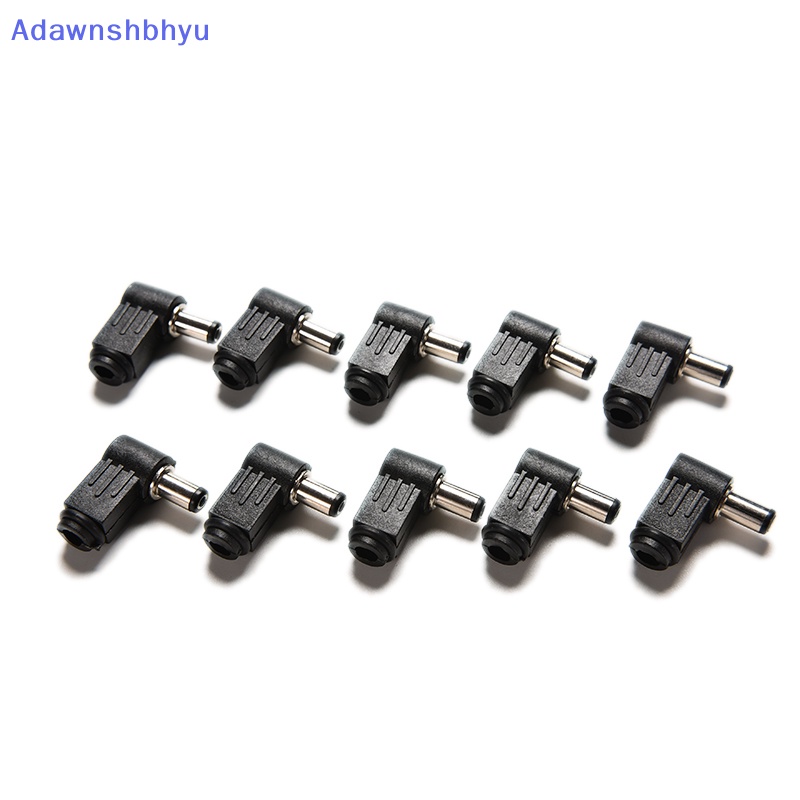 Adhyu 10pcs Sudut Kanan 2.1x5.5mm 2.1mm DC Power Male Plug Solder Konektor Hitam ID