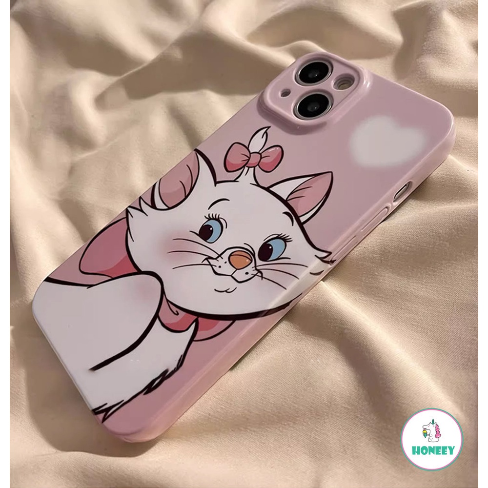 IPHONE Casing Apple Untuk Iphone14 13 12 11 Pro Max Kartun Pink Cute Mary Cat Untuk Iphone7 8 Plus XS XR Dengan Stiker Shockproof Feline Hard Cover