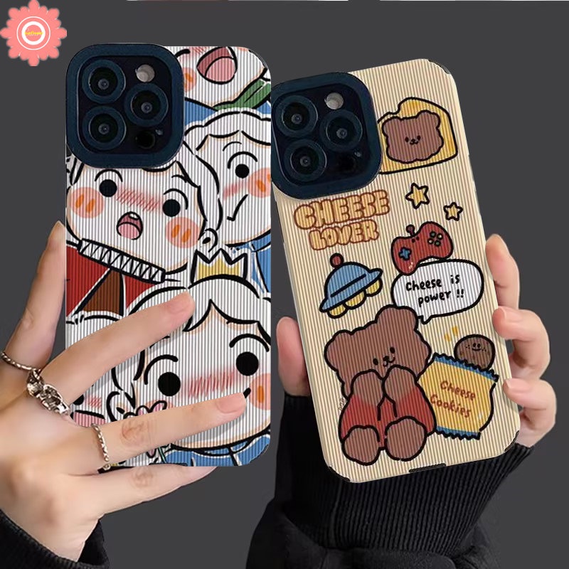 IPHONE Case Kompatibel Untuk Iphone7 8 Plus 11 12 14 13 Pro MAX X XR XS MAX 7Plus Kartun Pangkat Kings Prince Boji Mewah Tekstur Kulit Beruang Lucu Shockproof Soft Tpu Cover