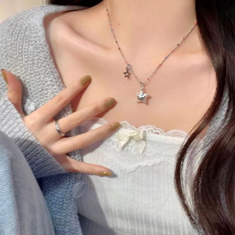 S925 Kalung Silver Dengan Bentuk Wajah Bunga Matahari Smiley Face Warna-Warni Gaya Korea Fashion Untuk Wanita