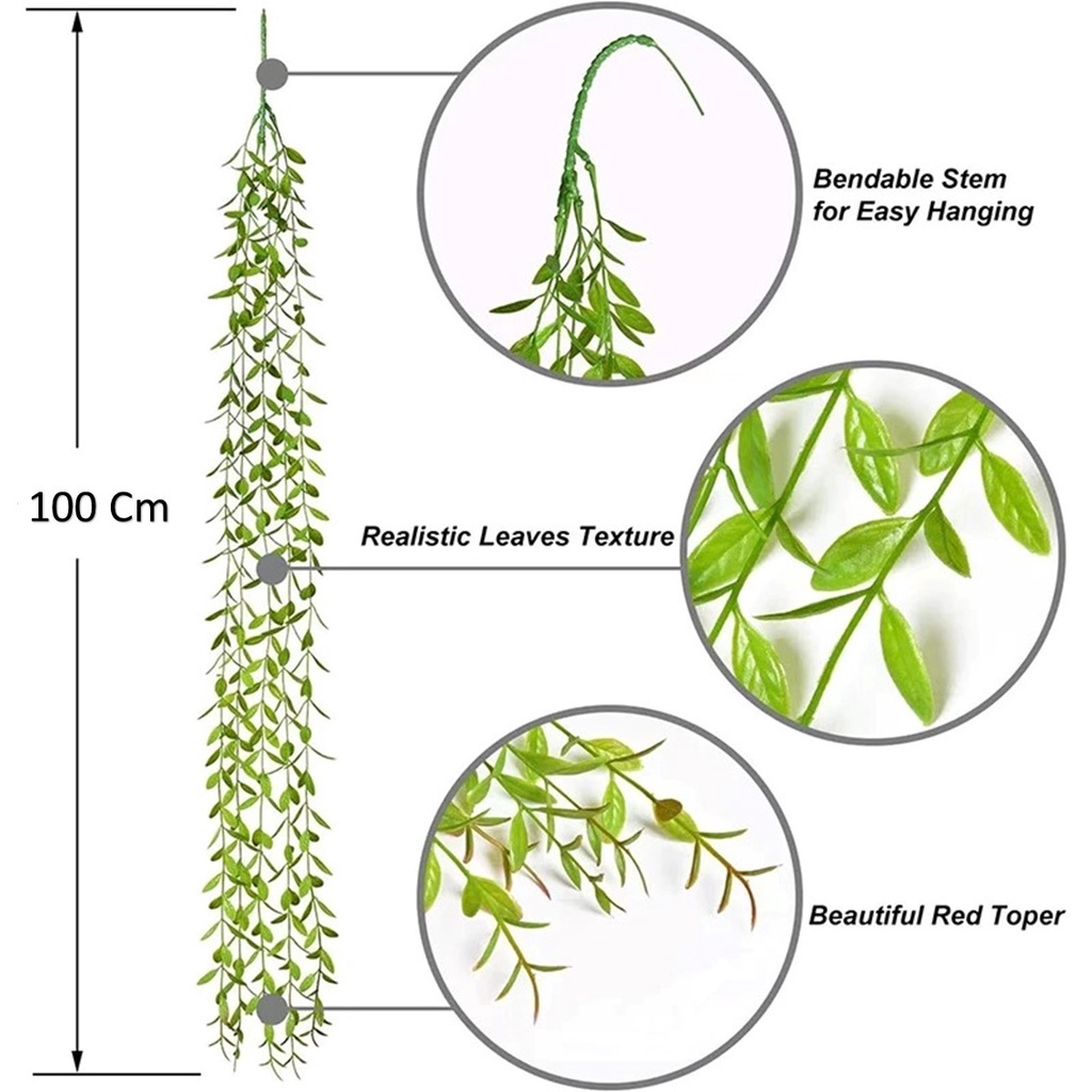 HC Daun Rambat Juntai Plastik Artifisial 100Cm Daun Hias Dekorasi Pesta Tanaman Gantung Sintetis Buatan Bunga Hias Dinding Ruangan Rumah Kamar Kantor Murah