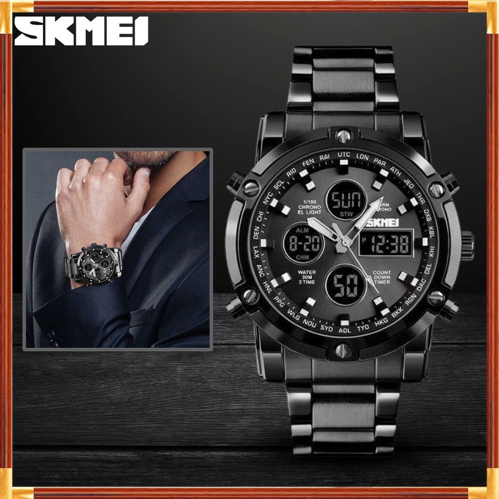 MURAH SKMEI Jam Tangan Kasual Digital Analog Pria - 1389 - Black MURAH