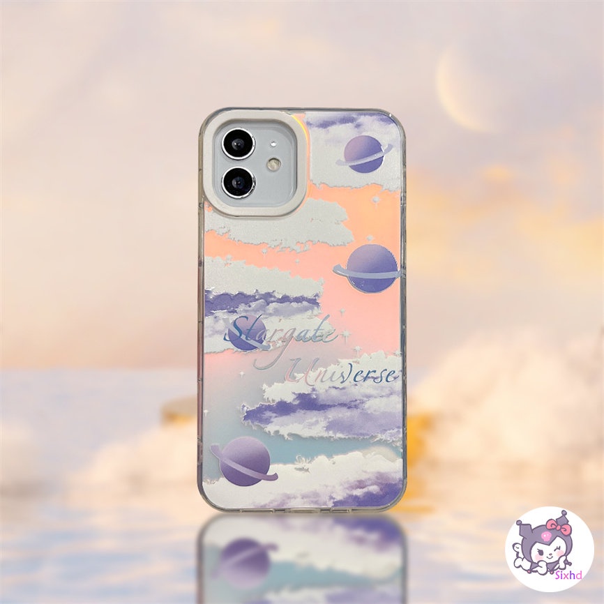 IPHONE Kompatibel Untuk Iphone11 14 13 12 Pro Max8 7Plus X Xs Xr Xs Max SE 2020 Bulan Bintang Fashion Ins Pasangan Perlindungan Lensa Gradien Laser Casing Ponsel Lembut TPU Anti Jatuh Cover XJJJJ