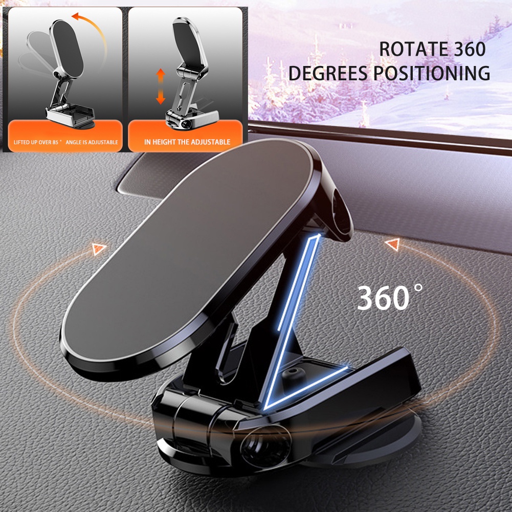 Stand Phone Holder Hp Magnetik Universal Bisa Dilipat / Diputar 360 Derajat Bahan Alloy Untuk Mobil