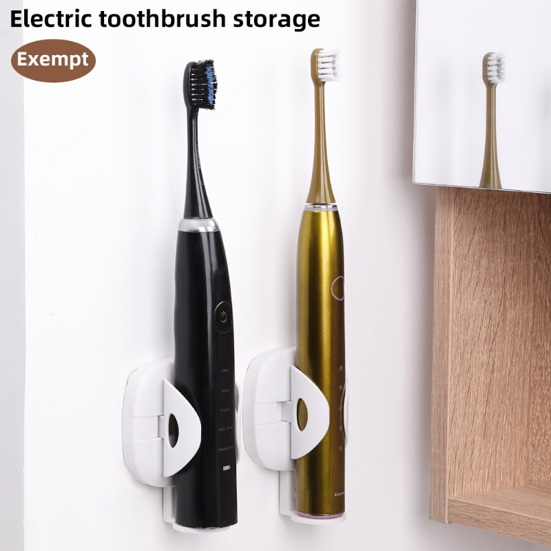 1pc Tempat Sikat Gigi Elektrik Tempel Dinding/Toothbrush Traceless Stand Rack/Aksesoris Penyimpanan Kamar Mandi