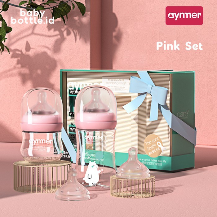 AYNMER BOTOL SUSU BAYI KACA - Pink
