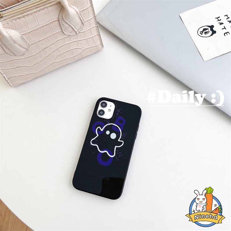 IPHONE Casing Kompatibel Untuk Iphone14 13 12 11 Pro Max X Xr Xs Max8 7 6 6s Plus SE 2020 Motif Emoticon Hantu Lucu Casing Ponsel Penuh Melindungi Shockproof Halus Glossy Silikon Soft Case