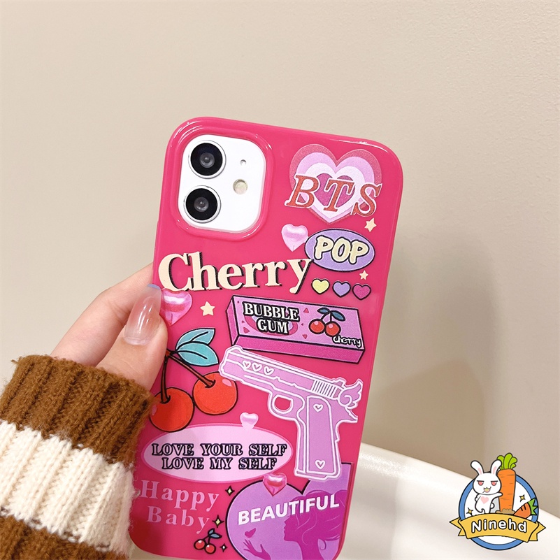 IPHONE Casing Kompatibel Untuk Iphone14 13 12 11 Pro Max X Xr Xs Max8 7 6 6s Plus SE 2020 Warna Permen Mawar Mewah Manis Keren Casing Ponsel Shockproof Halus Glossy Silikon Soft Case Cover