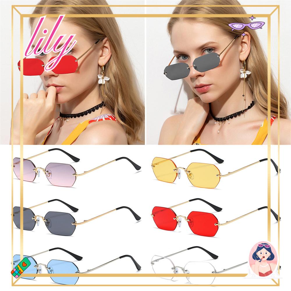 Lily Kacamata Hitam Persegi Panjang Untuk Wanita Trend Rimless Small Frame Eyewear