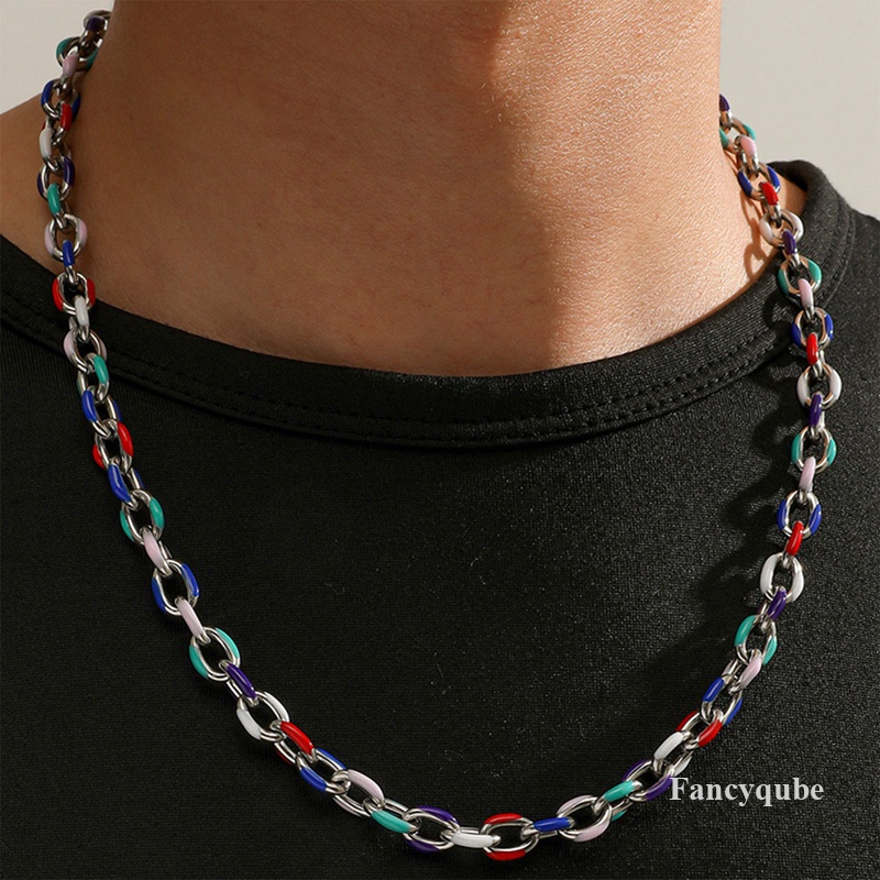 1pc Kalung Minyak Tetes Stainless Steel Multicolor Handmade