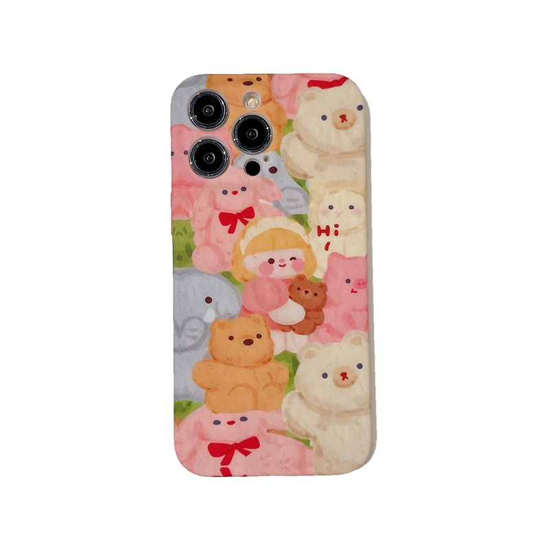 Cute Cartoon Little Bear Girl Ultra Soft Case IPhone 6S 7 8 Plus SE XR XS Max 11 12 13 14 Pro Max 12 MINI 13 MINI Liquid Silcione Case