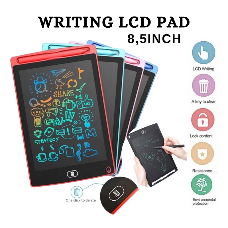 GOS - H410 - Papan Tulis LCD Anak 8.5&quot; Drawing Writing Tablet Anak Dewasa Board writing pad