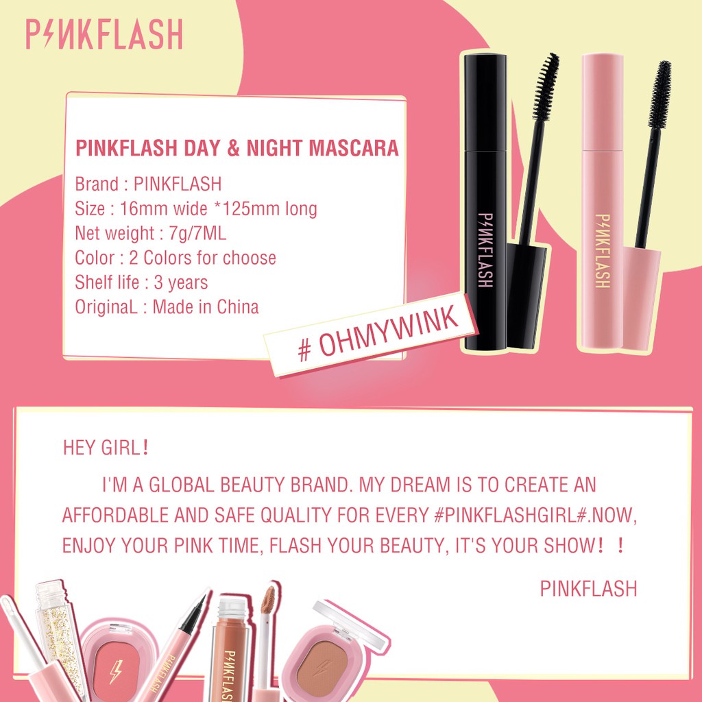 PINKFLASH OhMyWink Waterproof Long-lasting Mascara Night Volumezing Maskara Pink