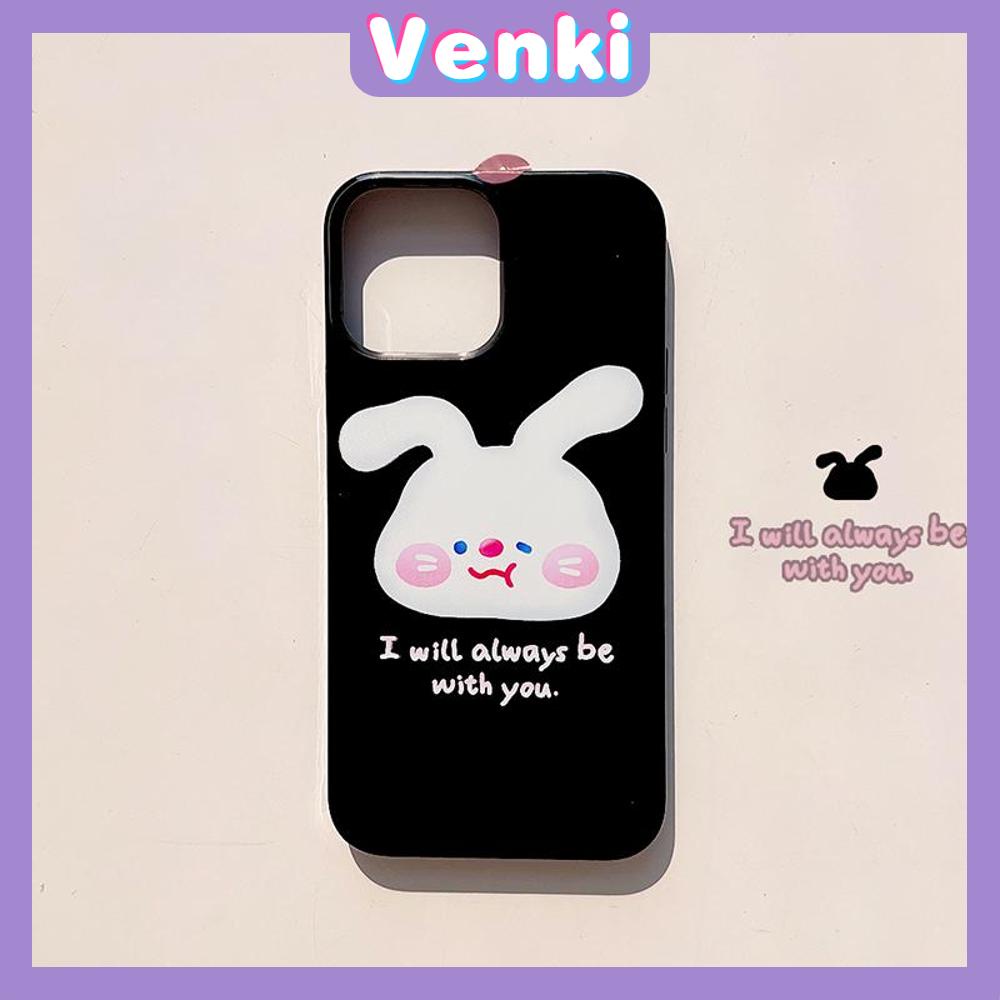 VENKI - Untuk iPhone 11 iPhone Case Off White Glossy TPU Soft Case Shockproof Protection Camera Pump Cute White Bunny Kompatibel dengan iPhone 14 13 Pro max 12 Pro Max xr xs max 7 8