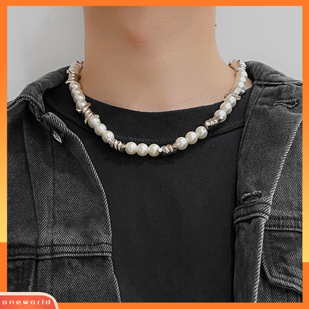 [ONE] Kalung Pasangan Eye-catching Anti Luntur Alloy Shiny Imitasi Pearl Stylish Necklace Untuk Wanita