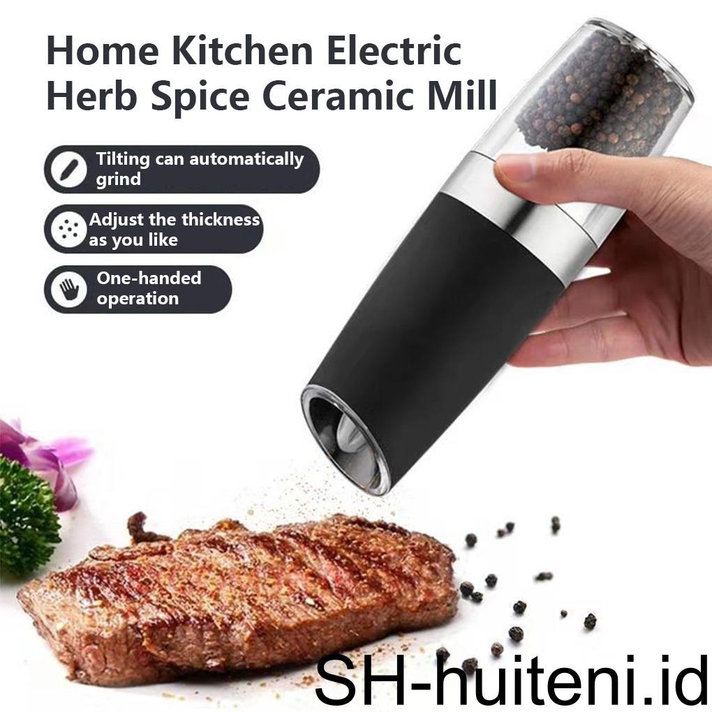 Pengocok Penggiling Lada Garam Laut Otomatis Electric Mill Herb Transparan Botol Alat Penggiling Masak Gadget Perlengkapan Dapur