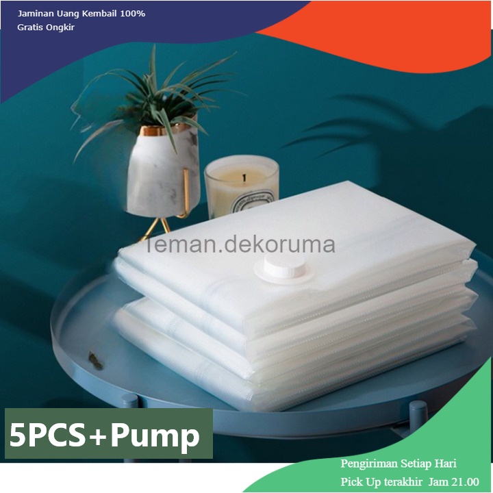 TD - DPR SHEN Plastik Vakum Baju Compression Bag Various Size 5 PCS with Pump - SH5