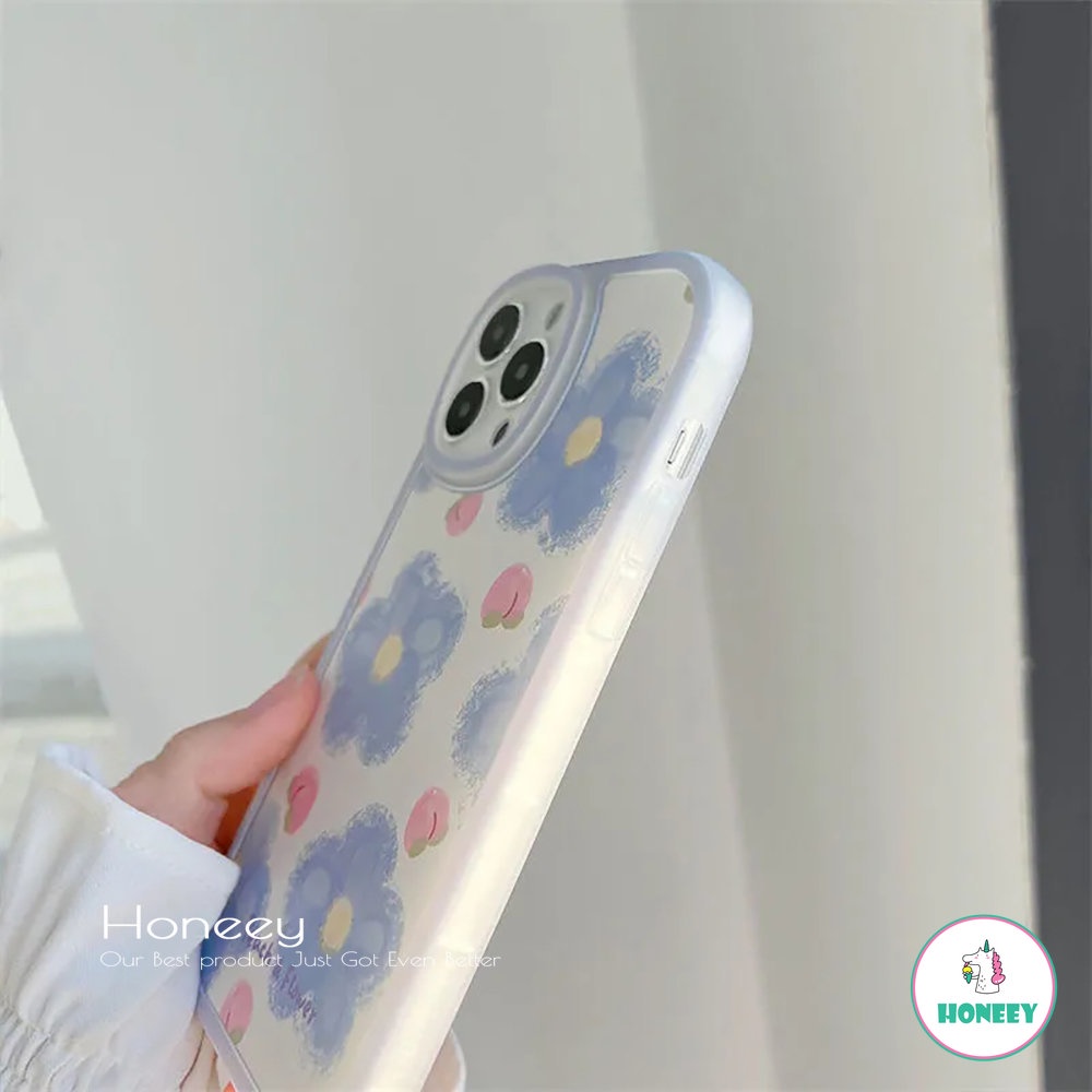 IPHONE Fashion Biru Musim Panas Floral Phone Case Untuk Iphone14 13 11 12 Pro Max Xs7 8 Plus X XR Round Edge Cute Flower Lembut Silicon Shockproof Cover