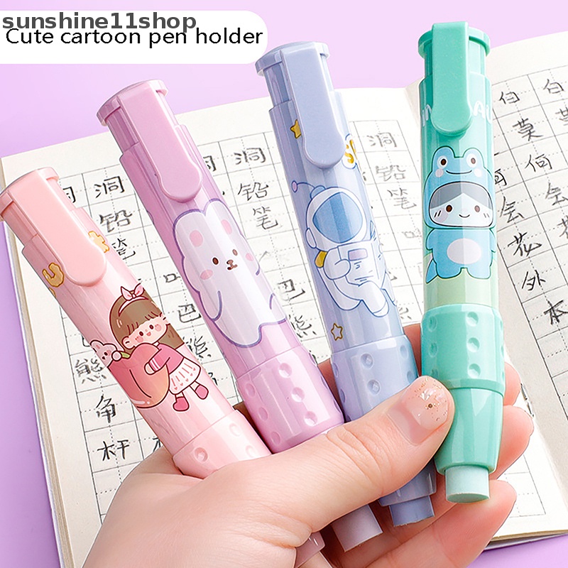 Sho 3pcs /set Pen Eraser Retractable Press Crumb-free Pensil Karet Koreksi Perlengkapan Alat Tulis Sekolah Erasers Soft Art Pen Eraser N