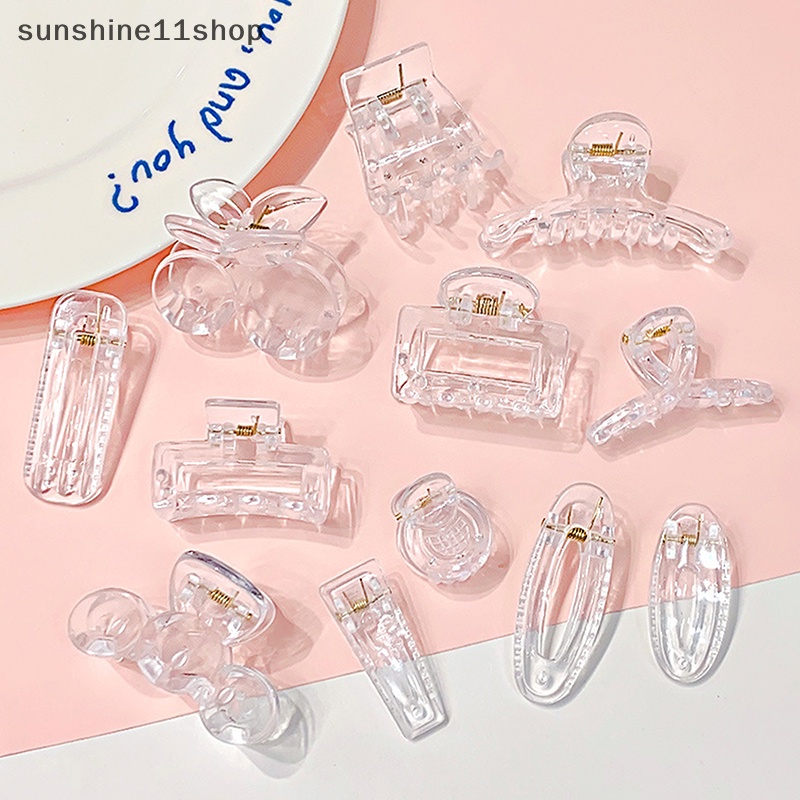 Sho 10pcs Fashion Baru Geometri Aksesoris Rambut Sederhana Transparan Resin Besar Jepit Rambut Untuk Wanita Perempuan Crab Hair Claw Clips N