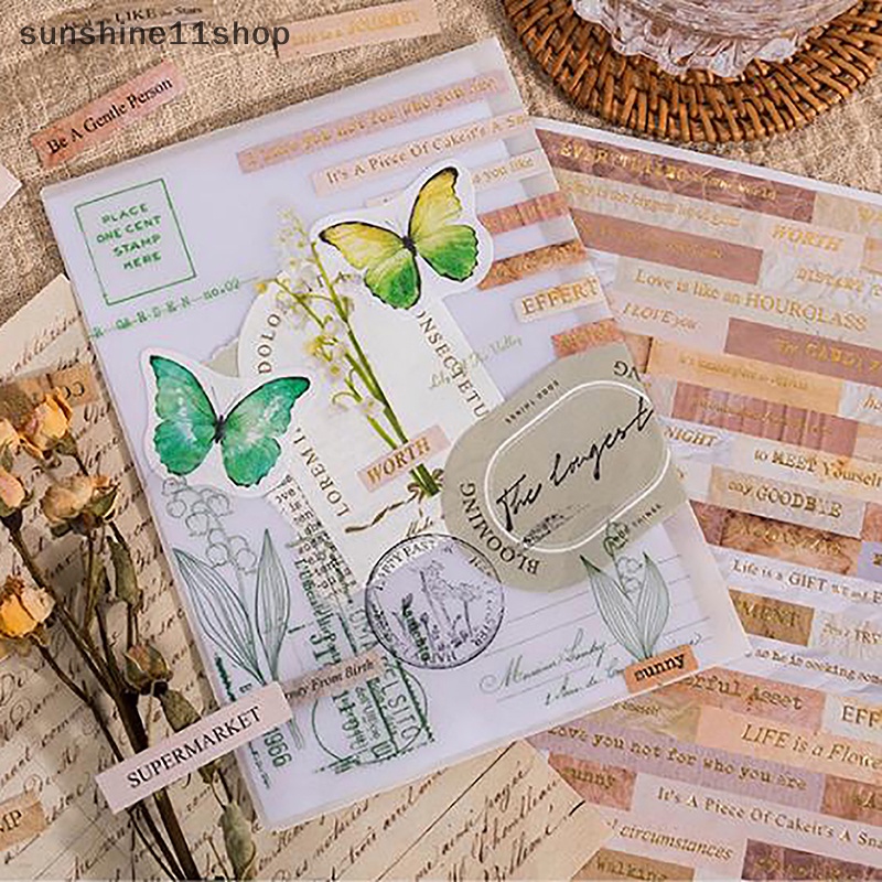 Sho 1Set Alfabet Stiker Kreatif Ungkapan Dekorasi Alat Tulis Jurnal DIY Scrapbooking Perekat Stiker Kutipan Inggris Sticker N