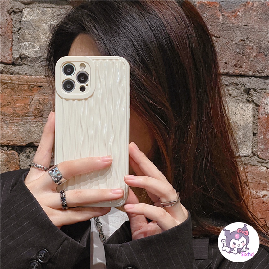 IPHONE Kompatibel Untuk Iphone14 13 12 11 Pro Max SE 2020 X Xr Xs Max8 7 6 6s Plus Full Cover Lipit Bergaris Gossy Phone Case Perlindungan Lembut Shockproof Cover