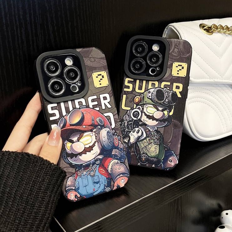 Lamb Skin Cool Mechanical Mario Soft Case IPhone 7 Plus 8 Plus X XS XR XS Max 11 13 12 14 PRO Max 14 Plus SE Phone Case Girl Men Man' Fashion