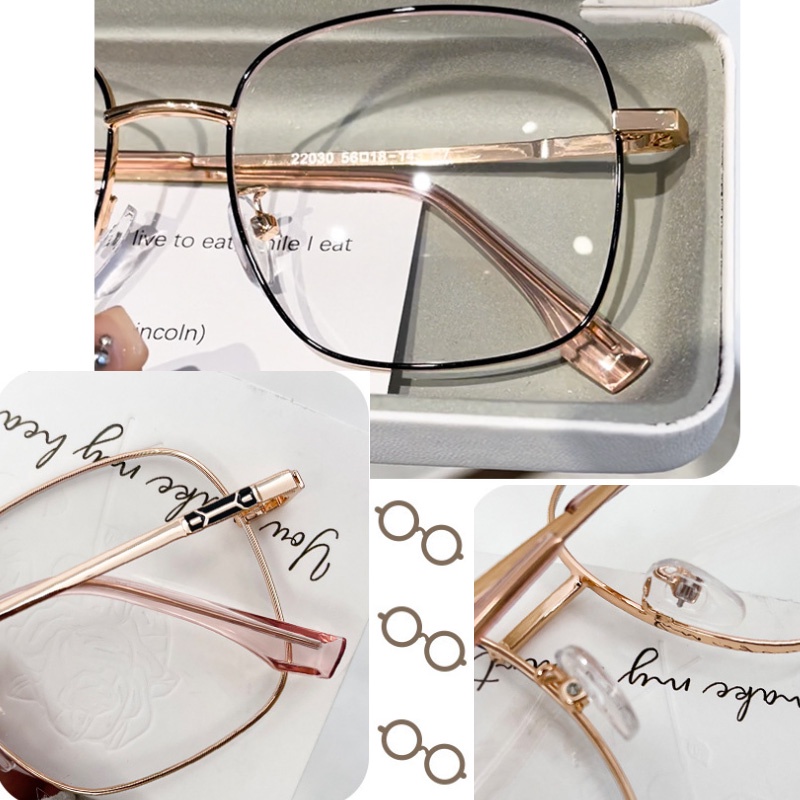 (YUZHU) Kacamata Bingkai Oversized Gaya Sekolah Ultra Ringan Frame Metal Square Anti Blue Light Eyeglasses Untuk Wanita