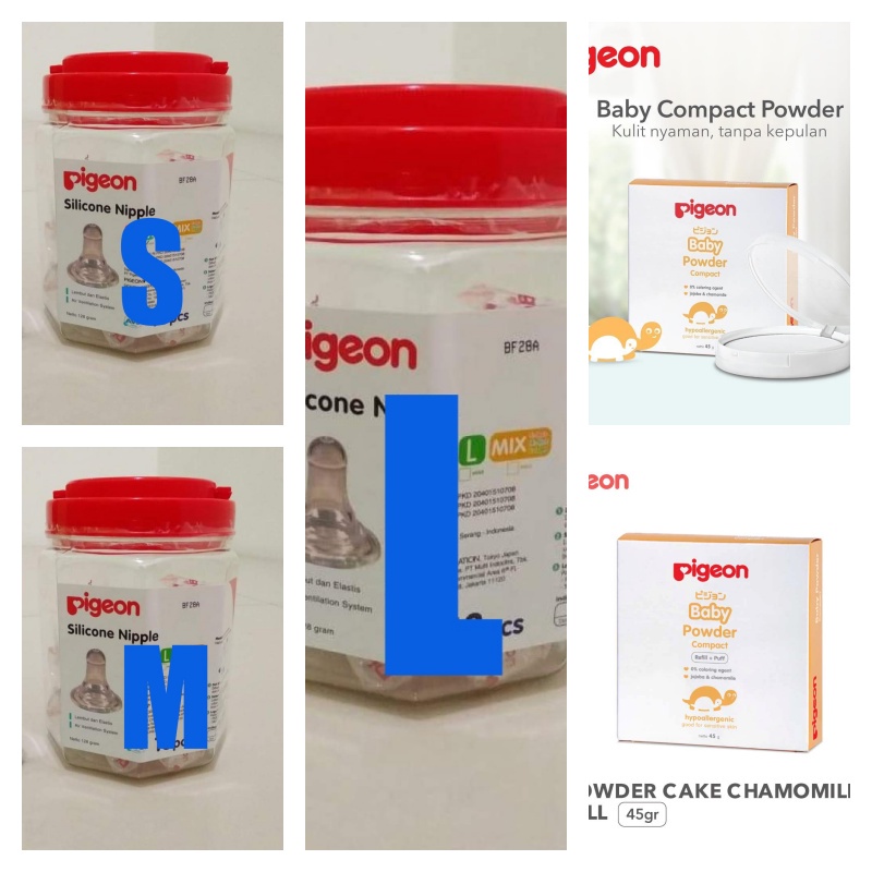 Pigeon Botol Pp 50/120/240, Pigeon Dot Nipple S/M/L, Pigeon Cotton Bud, Pigeon Baby Wash 600Ml, Pige