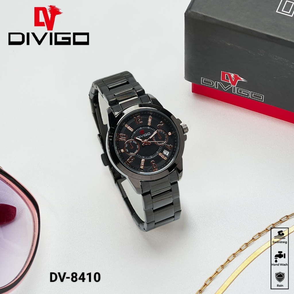 Jam tangan Wanita Divigo Dv-8410 Original Rantai Staintless Dijamin Tahan Air 3ATM