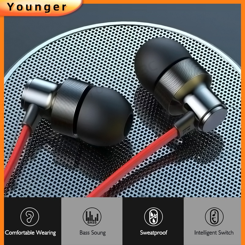 3.5mm In ear Metal Wired Earplugs HiFi Bass Stereo Audio Earbuds Music Tuning Inline Control Earphones Headset Telepon Suara Dengan Mic