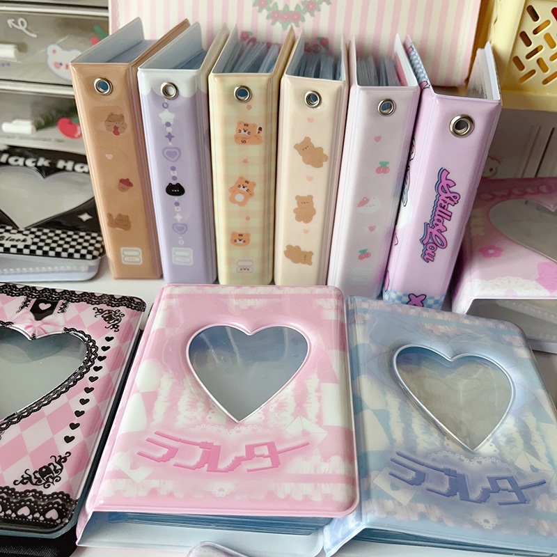 40 /80 Kantong Ins 3inch Album Foto Lovely Heart Cover Card Holder Untuk idol Photocard Ablum Lomo Cards Collect Book