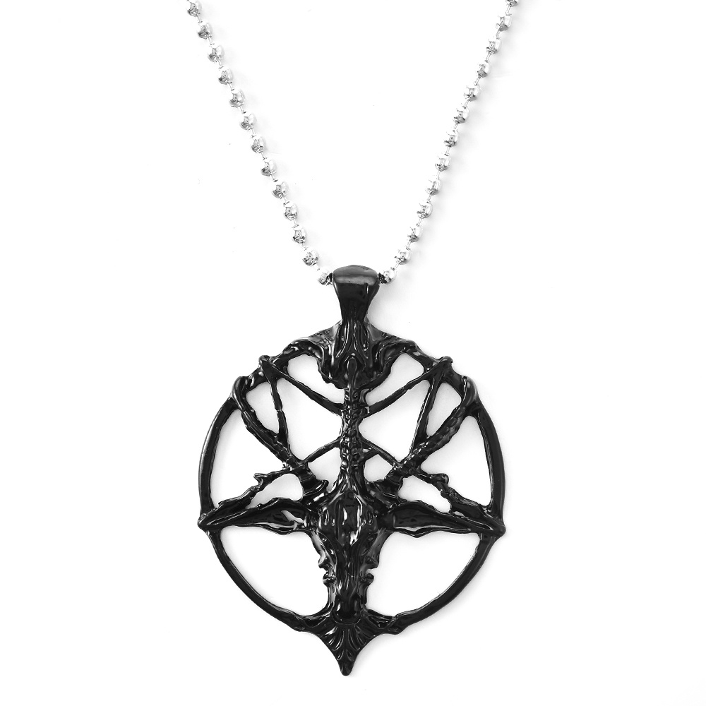 Vintage Pan Dewa Tengkorak Liontin Gothic Kalung Pria Fashion Pentagram Kepala Kambing Unisex Keberuntungan Alloy Necklaces Jewelry