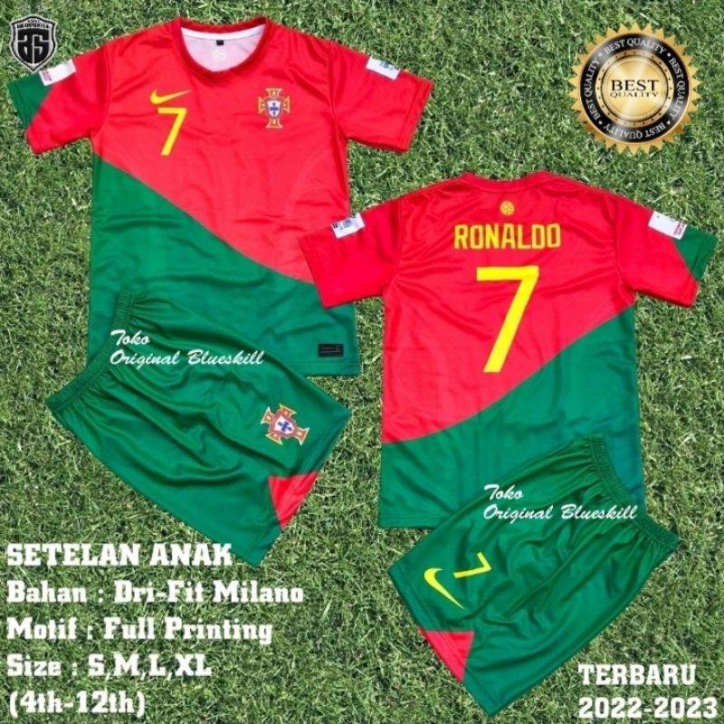 Bayar Ditempat Setelan portugal anak jersey piala dunia terbaru / stelan jersey portugal / setelan s