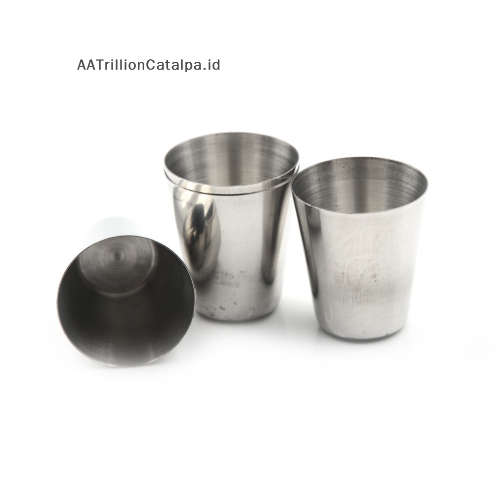 Aatrillioncatalpa Baru 4pcs Camping/Travel Stainless Steel Shot Glass Set Hot 4pcs Set Gelas Sloki Stainless Steel Camping/Travel Hot sale 4pcs Camping/Travel Stainless Steel