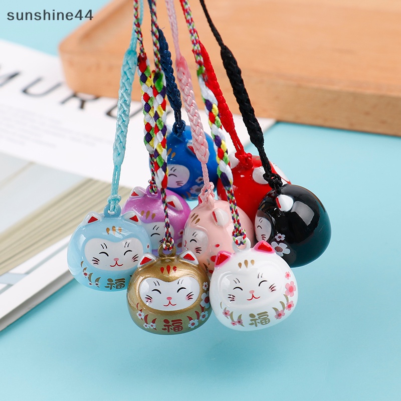 Sunshine Kartun Jepang Lucky Cat Keychain Maneki Neko Pernak Pernik Tas Mobil Liontin Key Ring ID