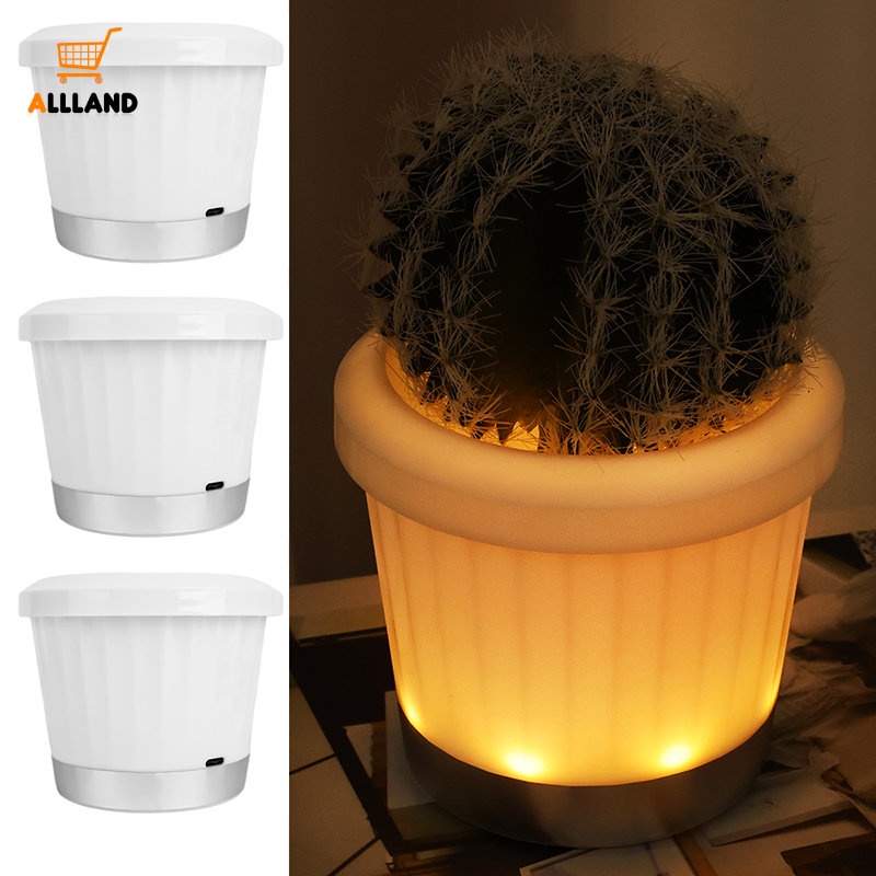 Kreatif USB Powered LED Glowing Pot Bunga Plastik/ Lampu Vas Lanskap Hias Taman/ Balkon Rumah Succulent Farming Planter