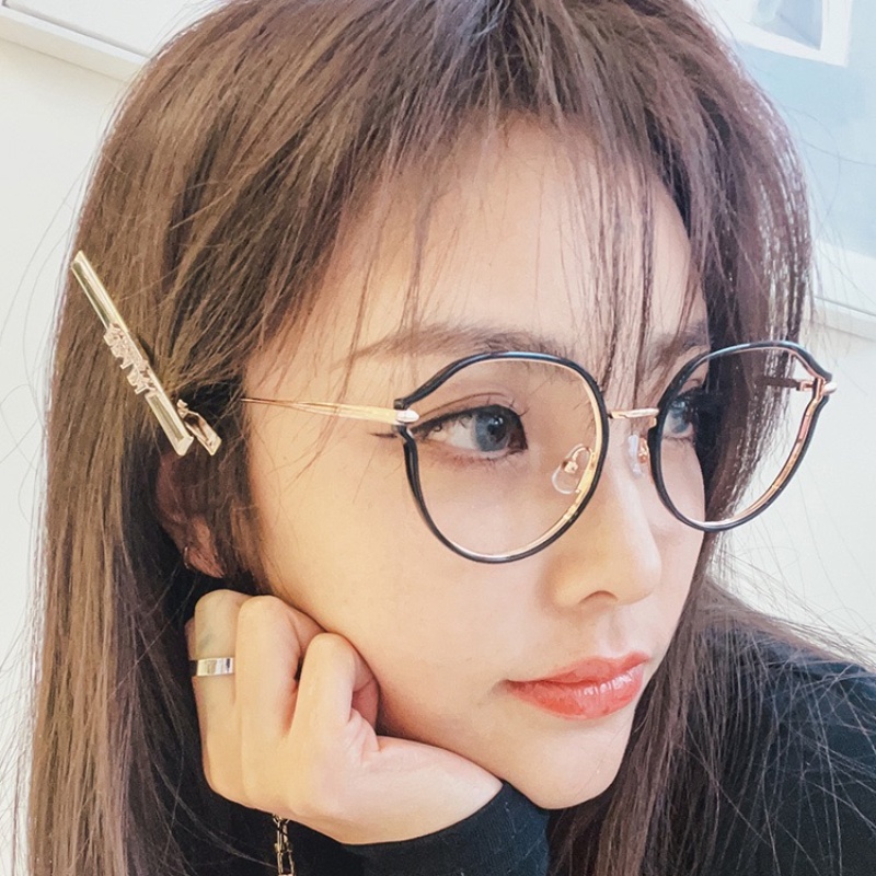 (YUZHU) Kacamata TR Mata Kucing Mode Baru Korea Bingkai Putaran Fashion Anti Cahaya Biru Eyeglasses Unisex