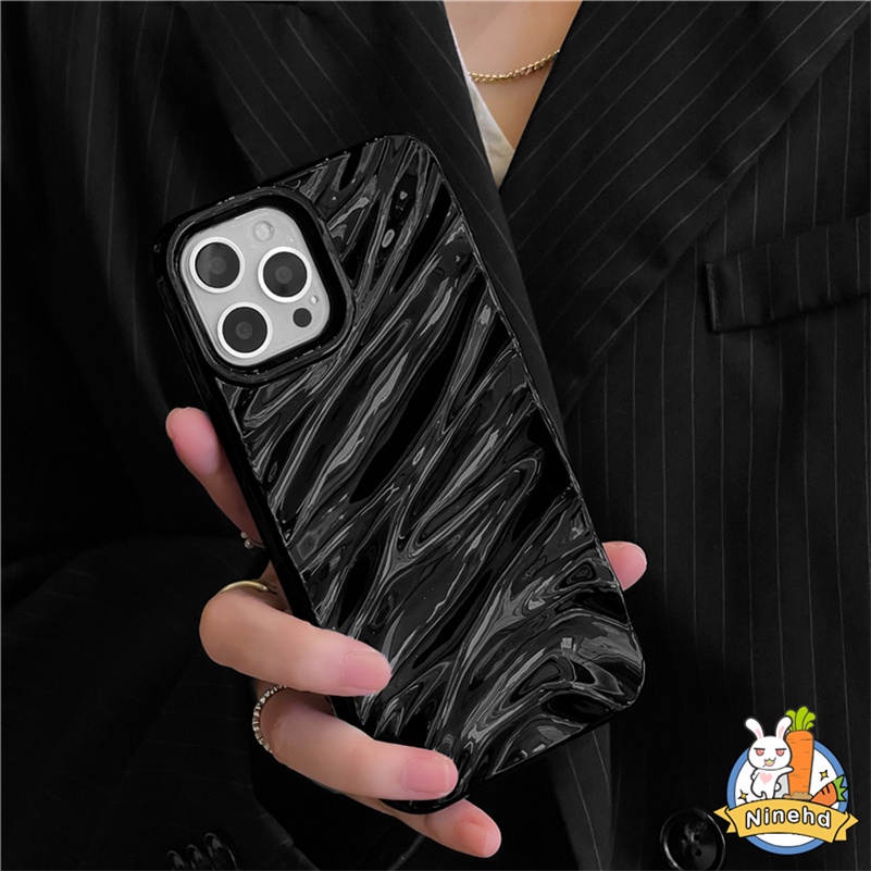 Casing iPhone 3D Lipit Premium Simple Warna Solid Kompatibel Untuk Iphone14 13 12 11 Pro Max X Xr Xs Max8 7 6 6s Plus SE 2020 Tpu Anti Pecah Shockproof Soft Case Cover Pelindung