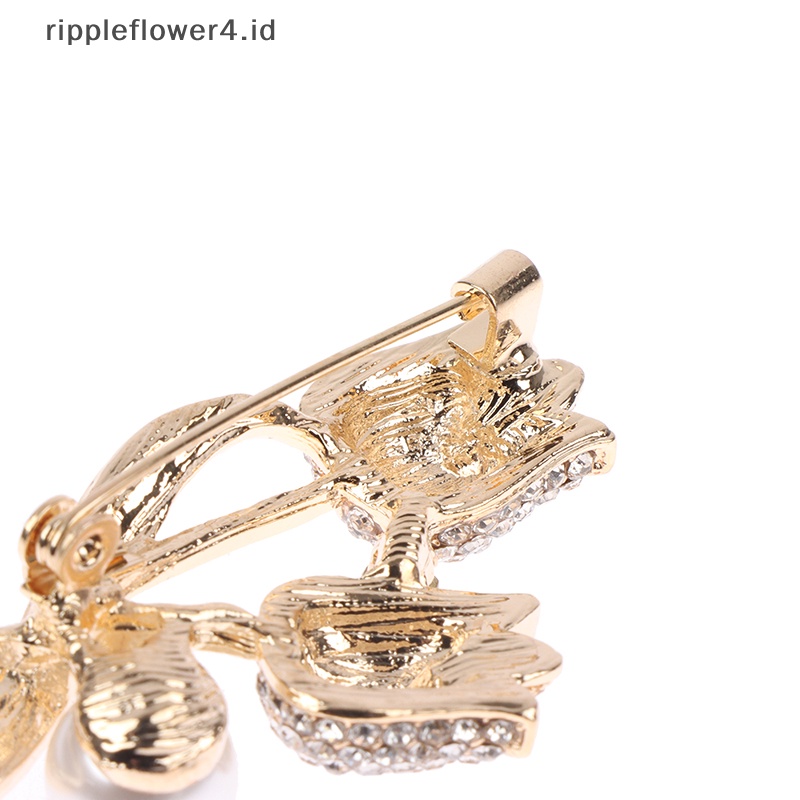 {rippleflower4.id} Bros Tulip Mutiara Berlian Imitasi Untuk Wanita Baroque Trendy Elegan Brooch Pins~
