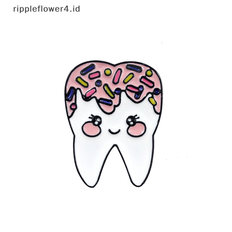 {rippleflower4.id} Lucu Kartun Gigi Malu Enamel Bros Pin Manis Indah Tetesan Minyak Bros Kerah Lencana Keperawatan Perhiasan Hadiah Aksesoris~
