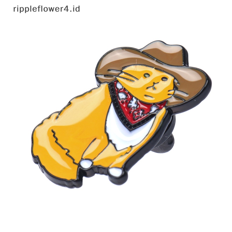 {rippleflower4.id} Koboi Kucing Enamel Pin Hewan Lucu Bros Baju Kerah Tas Lucu Lencana Bros~