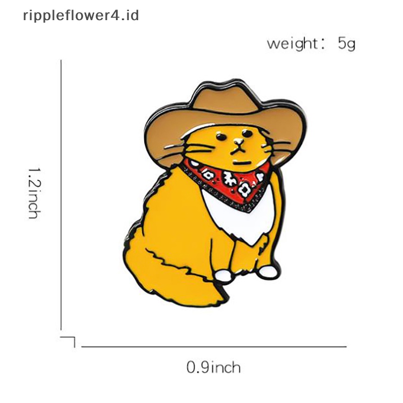 {rippleflower4.id} Koboi Kucing Enamel Pin Hewan Lucu Bros Baju Kerah Tas Lucu Lencana Bros~